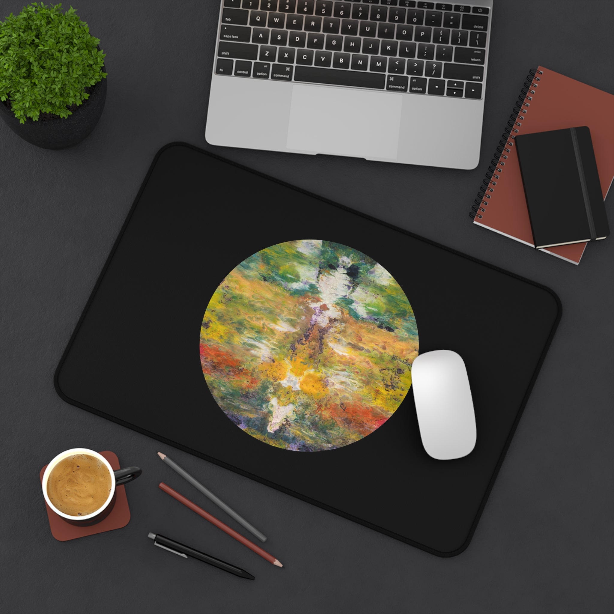Circle Desk Mat — Artistic Mouse Pad for Home Office & Creative Workspaces