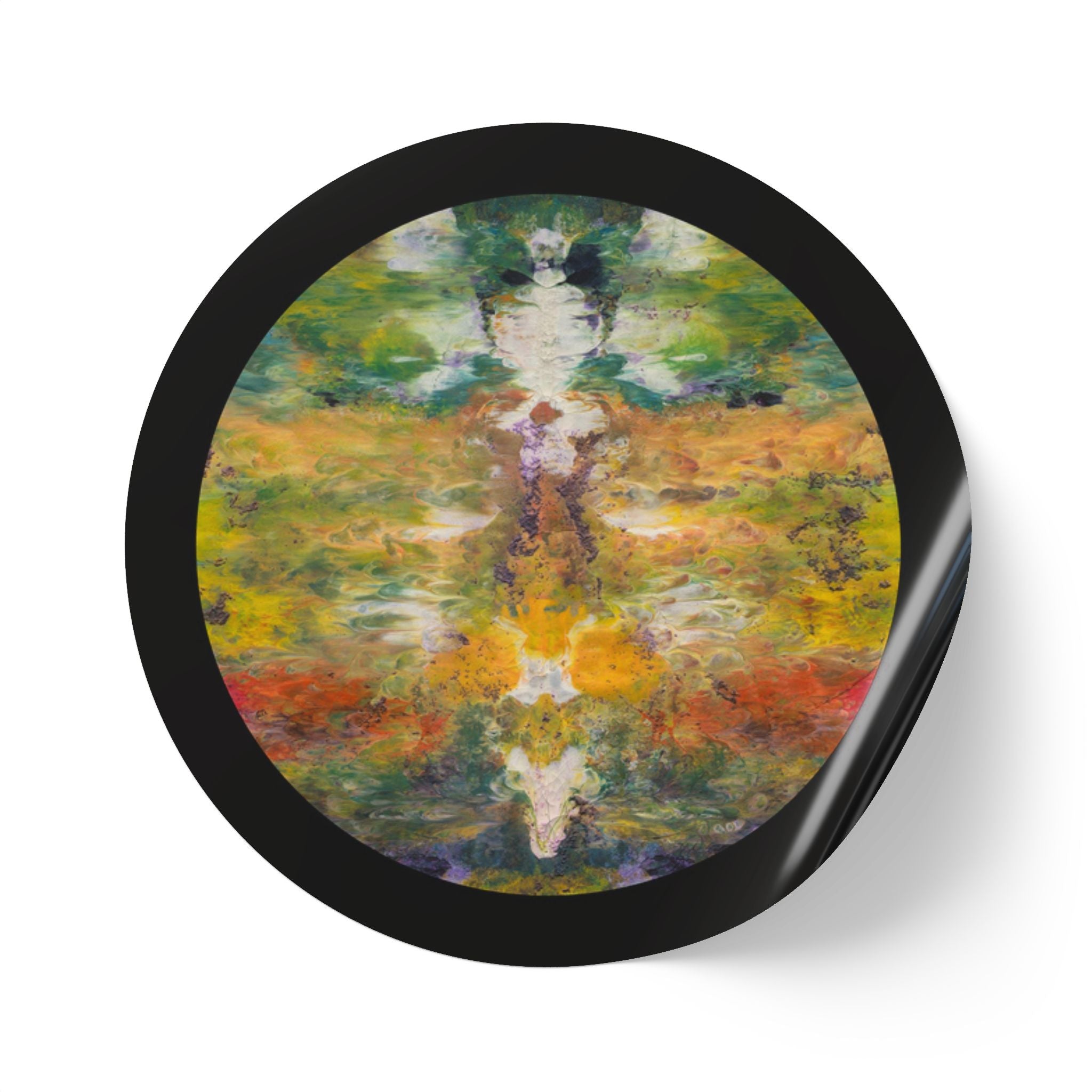 Round Decorative Sticker Roll — Art Labels (Black Border)