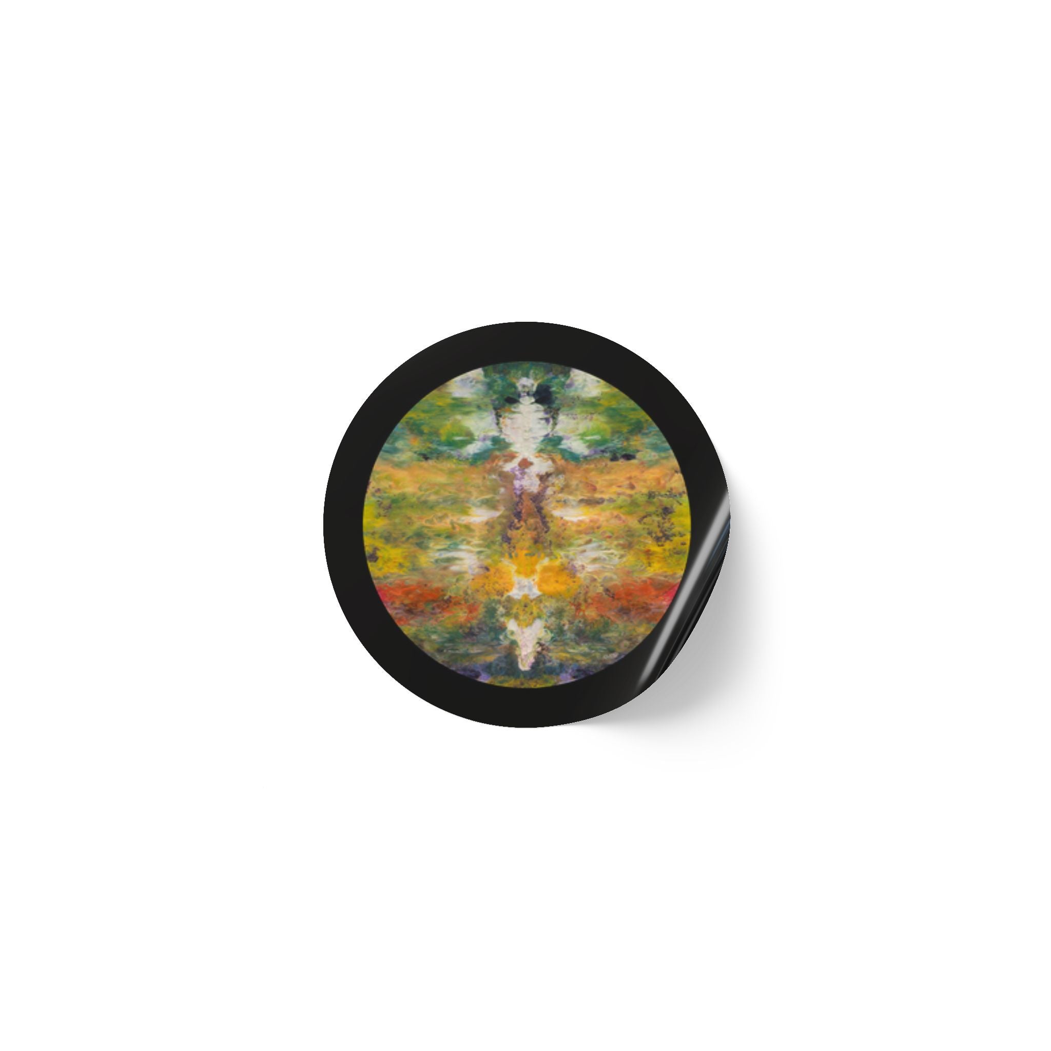 Round Decorative Sticker Roll — Art Labels (Black Border)