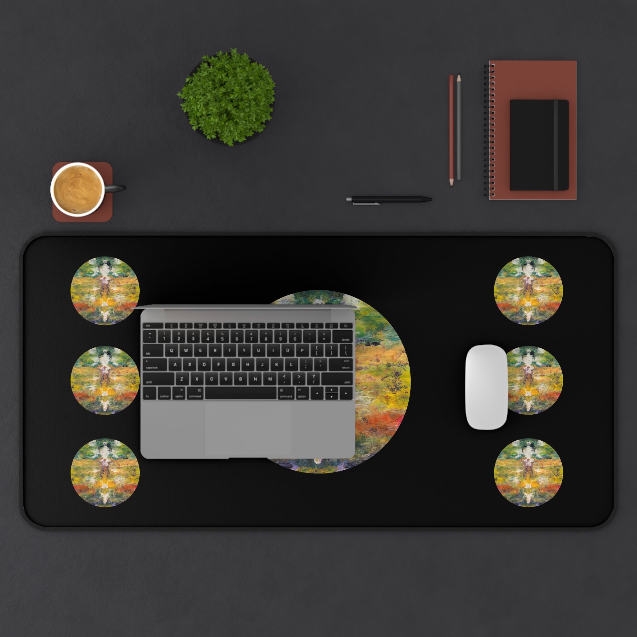 Circle Desk Mat — Artistic Mouse Pad for Home Office & Creative Workspaces
